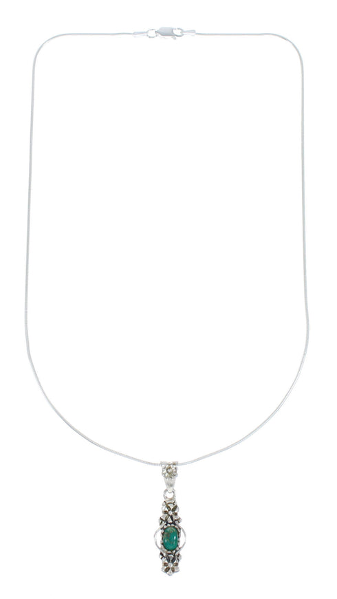 Southwest Turquoise Sterling Silver Snake Chain Necklace Set JX129170
